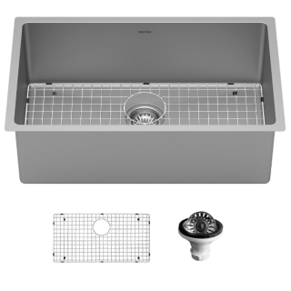 Karran 30" Undermount 16-Gauge Stainless Steel Extra Large Single Bowl Kitchen Sink Kit