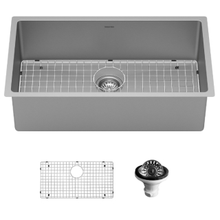 Karran 32" Undermount 16-Gauge Stainless Steel Extra Large Single Bowl Kitchen Sink Kit