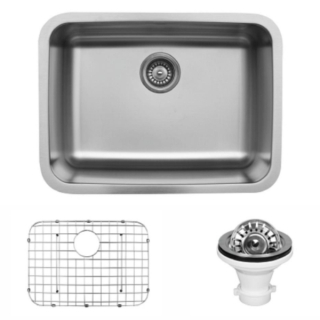 Undermount Stainless Steel 24" Single Bowl Kitchen Sink kit