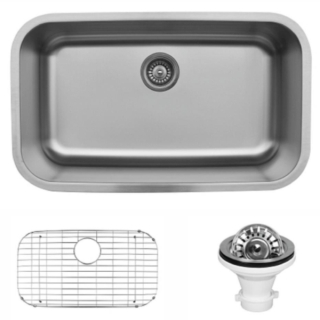 Undermount Stainless Steel 31" Extra Large Single Basin Kitchen Sink Kit